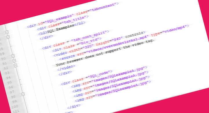 screen shot of HTML code